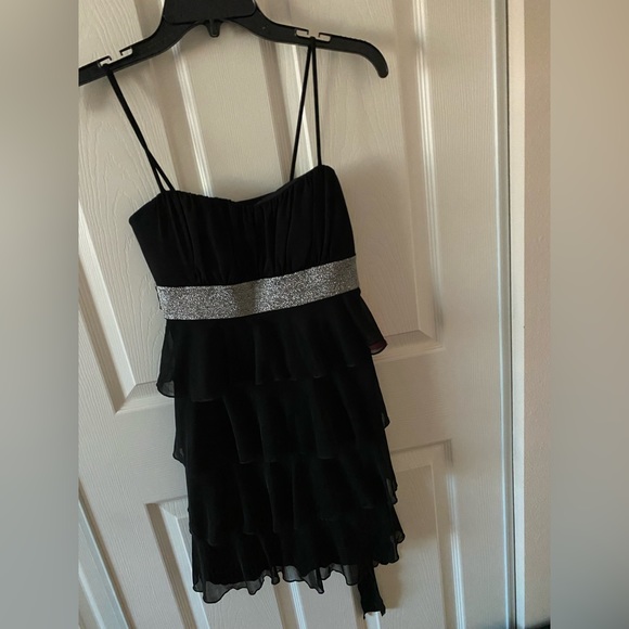 Black Prom Dress with Layered Ruffle Hem - Picture 1 of 2